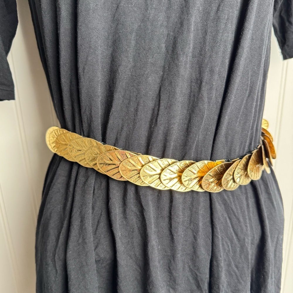 Vintage Gold Leaf Stretch Belt Women’s Elastic Belt  Fits Small/medium